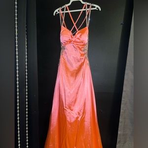 Beautiful Morgan & Co. bright coral/ pink prom dress. Worn once. Size 9/10.